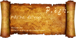 Páhi Áron névjegykártya